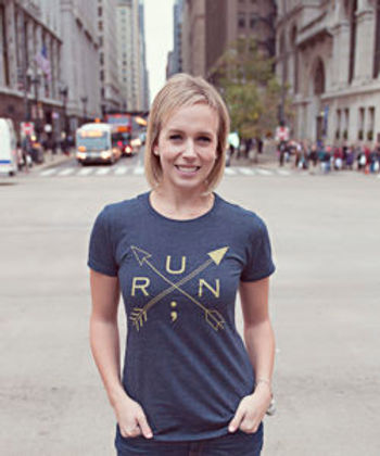 Girl wearing running shirt