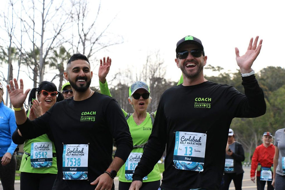 Lucky 13 Coaches running and waving