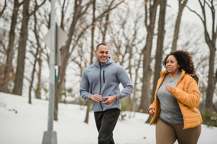 man and woman running for mental health