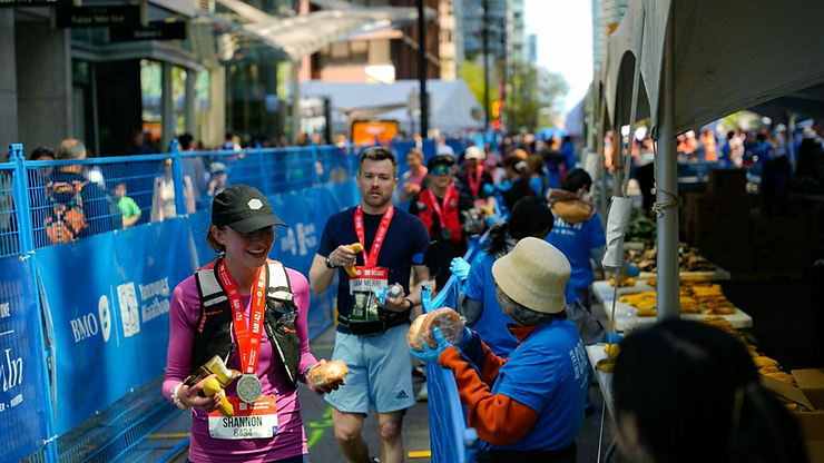 people at the finish line of a race