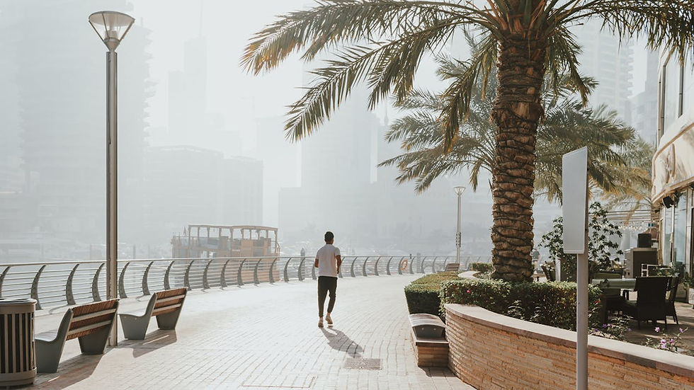 A person doing a sunrise jog to reset their circadian rhythm.